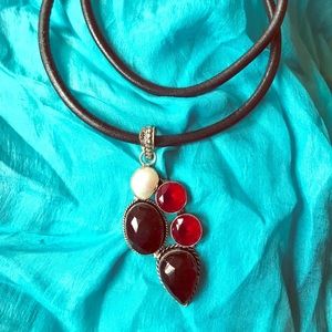 Large Garnet and Pearl pendant